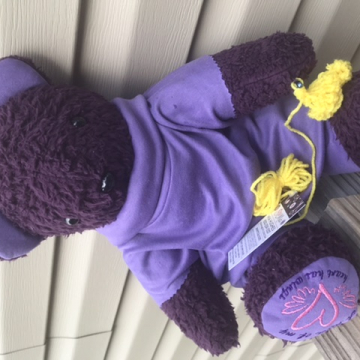 Purple Ewok crochets